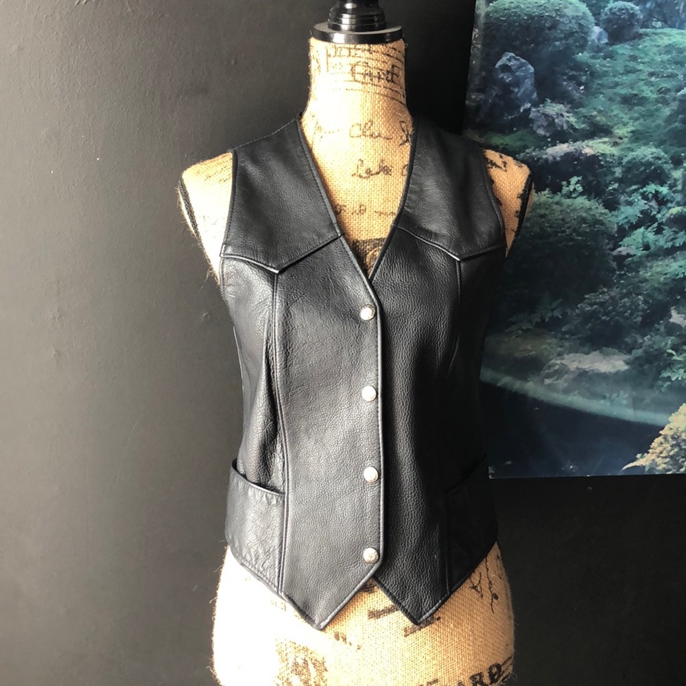 Branded Garments Snap Leather Vest S